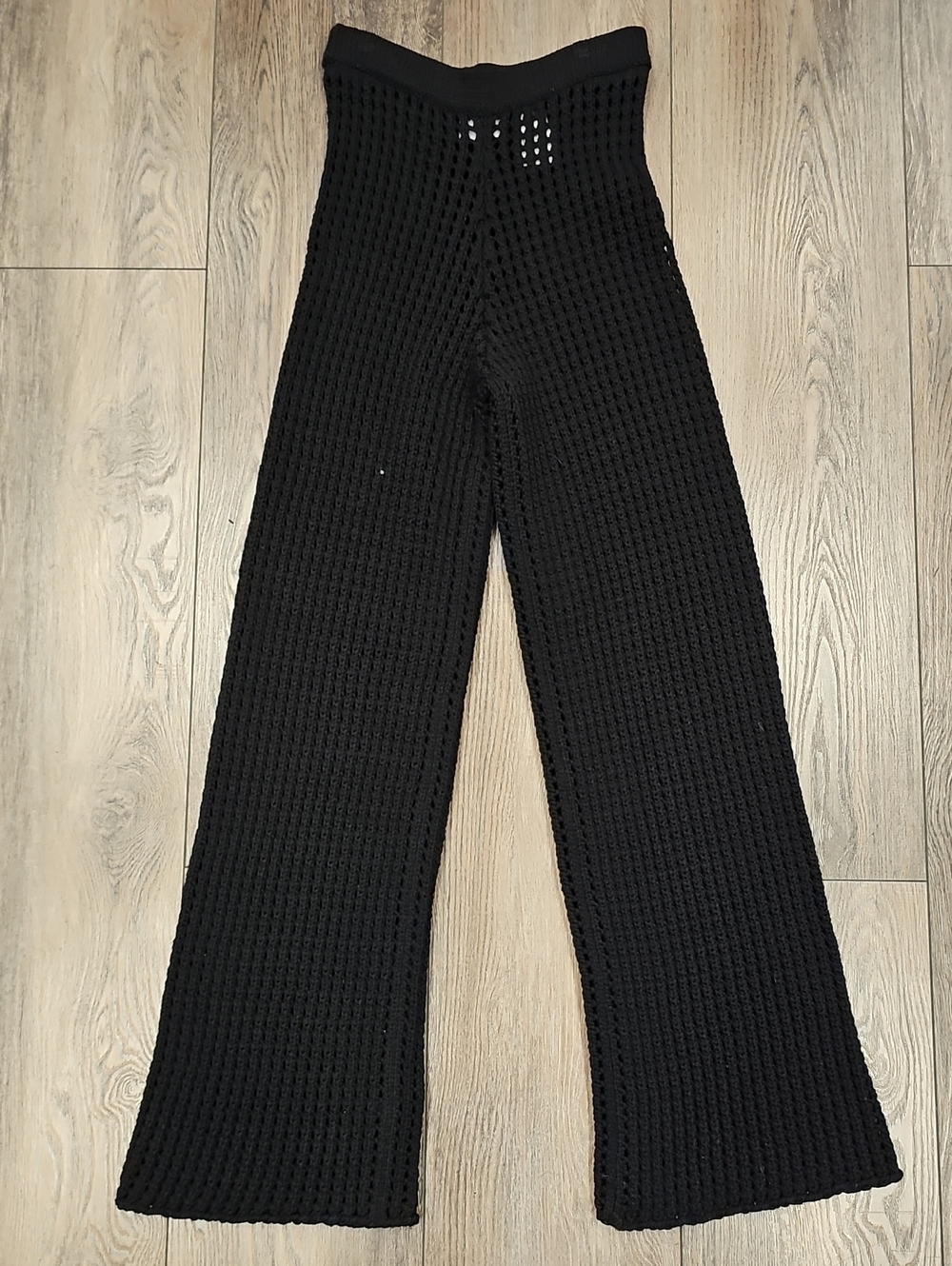 Black Crochet Wide-Leg Swim Coverup Pants
